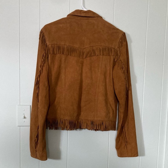 Lucky Brand women’s SZ M Tan Suede Fringe festival Jacket, western inspired - Picture 4 of 11